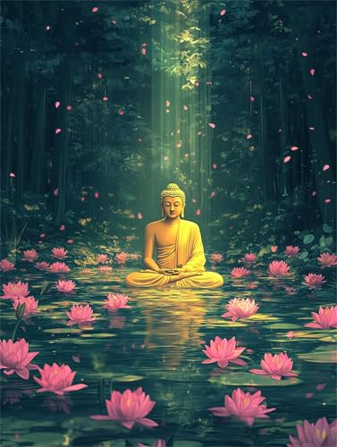 Diamond Painting Buddha Diamond Painting Erwachsene Groß XXL Blume 40x50cm DIY 5D Crystal Strass Stickerei Kreuzstich Kinder Diamant Malerei Leinwand Kit, Geschenke für Zuhause Wand Dekoration L-1102 von Yeogcohe
