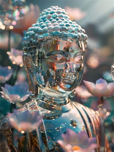 Diamond Painting Buddha Diamond Painting Erwachsene Groß XXL Blume 80x100cm DIY 5D Crystal Strass Stickerei Kreuzstich Kinder Diamant Malerei Leinwand Kit, Geschenke für Zuhause Wand Dekoration L-1100 von Yeogcohe