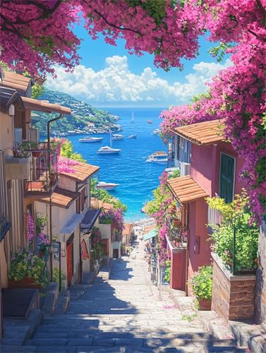 Diamond Painting Erwachsene Landschaft Diamond Painting Ozean 5D DIY Full Drill Crystal Stickerei Mosaikherstellung Bastelset, Malen Nach Zahlen Kinder Anfänger Home Wand Décor Geschenk 30x40cm L-1080 von Yeogcohe
