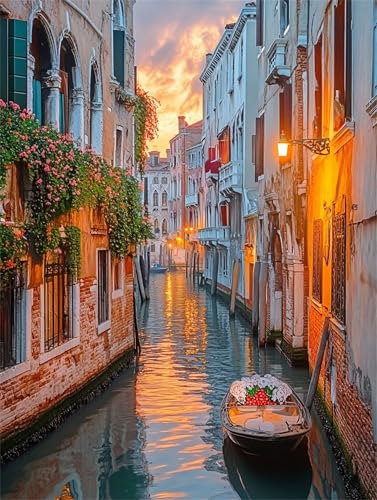 Diamond Painting Erwachsene Venedig Diamant Painting Bilder Landschaft 5D DIY Full Drill Crystal Stickerei Malen Nach Zahlen Kinder Mosaikherstellung mit Zubehör,Home Décor Geschenk 70x90cm L-1379 von Yeogcohe