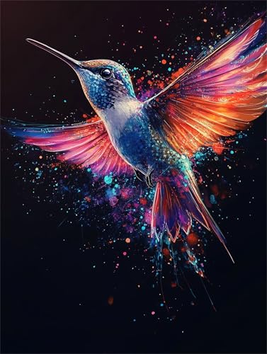 Diamond Painting Kolibri Diamond Painting Erwachsene Groß XXL Tier 30x40cm DIY 5D Crystal Strass Stickerei Kreuzstich Kinder Diamant Malerei Leinwand Kit, Geschenke für Zuhause Wand Dekoration L-1097 von Yeogcohe