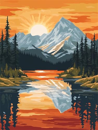 Diamond Painting Landschaft Diamond Painting Erwachsene Groß Berg 80x100cm DIY 5D Crystal Strass Stickerei Kreuzstich Kinder Diamant Malerei Leinwand Kit,Geschenke für Zuhause Wand Dekoration L-1091 von Yeogcohe