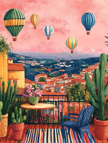 Diamond Painting Landschaft Diamond Painting Erwachsene Heißluftballon 40x50cm DIY 5D Crystal Strass Stickerei Kreuzstich Kinder Diamant Malerei Leinwand Kit,Geschenke für Zuhause Dekoration L-1087 von Yeogcohe