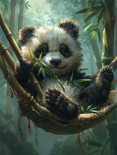 Diamond Painting Panda Diamond Painting Erwachsene Groß XXL Tier 40x50cm DIY 5D Crystal Strass Stickerei Kreuzstich Kinder Diamant Malerei Leinwand Kit, Geschenke für Zuhause Wand Dekoration L-1387 von Yeogcohe