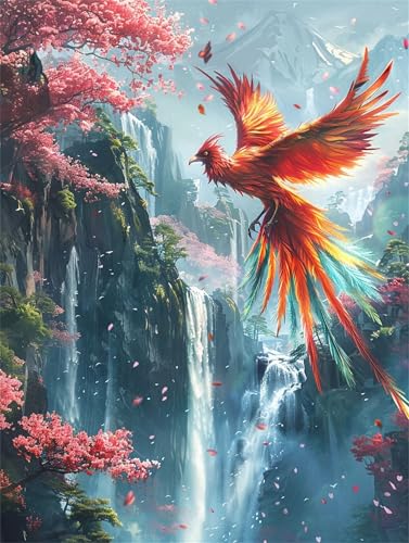 Diamond Painting Phönix Diamond Painting Erwachsene Groß Landschaft 90x120cm DIY 5D Crystal Strass Stickerei Kreuzstich Kinder Diamant Malerei Leinwand Kit,Geschenke für Zuhause Wand Dekoration L-1099 von Yeogcohe