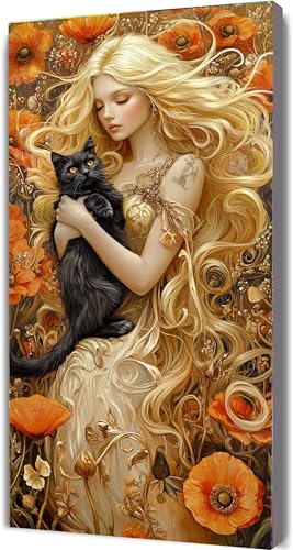 Frau Malen Nach Zahlen Erwachsene Groß 100x200cm,Malen Nach Zahlen mit Rahmen Katze,Kreativ Set für Erwachsene,DIY Handgemalt Ölgemälde Leinwand Kit mit Pinseln Acrylfarben,Home Dekor Geschenk LE-1466 von Yeogcohe