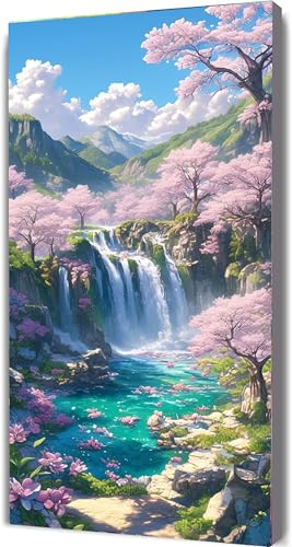 Malen Nach Zahlen Erwachsene Fallen Malen Nach Zahlen mit Rahmen 70x140cm Landschaft Paint by Numbers für Anfänger,DIY Set Erwachsene,Ölgemälde Leinwand Kit mit Acrylfarben Bastelset,Wand Dekor LE-776 von Yeogcohe