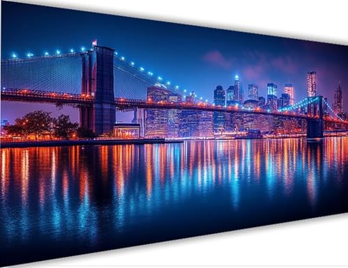 Malen Nach Zahlen Erwachsene London Bridge Malen Nach Zahlen mit Rahmen 60x120cm Landschaft Paint by Numbers für Anfänger,DIY Set Erwachsene,Ölgemälde Leinwand Kit mit Acryl,Wand Dekor Gifts LE-140 von Yeogcohe