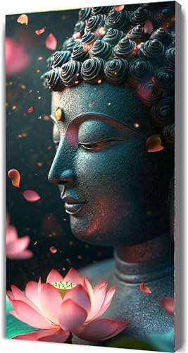 Malen Nach Zahlen Erwachsene Religion Malen Nach Zahlen mit Rahmen 40x80cm Buddha Paint by Numbers für Anfänger,DIY Set Erwachsene,Ölgemälde Leinwand Kit mit Acrylfarben Bastelset,Wand Dekor LE-564 von Yeogcohe