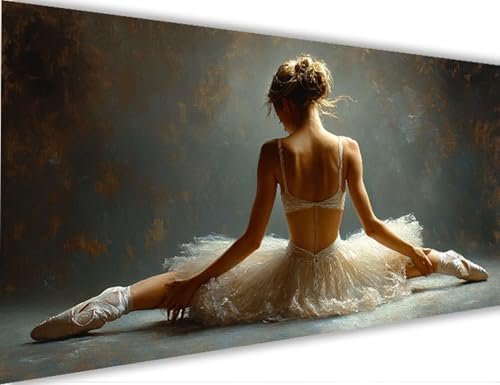 Malen Nach Zahlen Frau,Ballett Malen Nach Zahlen Erwachsene mit Rahmen 50x100cm, Paint by Numbers ab 5-10 Jahre Mädchen Geschenke, DIY Ölgemälde Set mit Pinseln Acryl Leinwan, Wanddeko Wohnzimme LE-76 von Yeogcohe