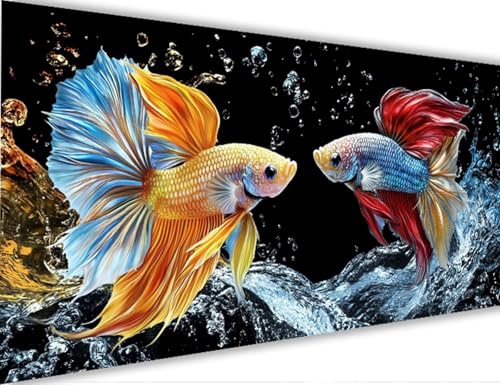 Malen Nach Zahlen Goldfisch,Tier Malen Nach Zahlen Erwachsene mit Rahmen 30x60cm,Paint by Numbers ab 5-10 Jahre Mädchen Geschenke,DIY Ölgemälde Set mit Pinseln Acryl Leinwan,Wanddeko Wohnzimme LE-914 von Yeogcohe