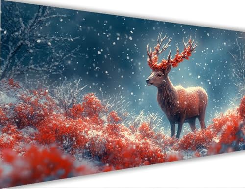 Reh Malen Nach Zahlen Erwachsene Groß 100x200cm,Malen Nach Zahlen mit Rahmen Tier,Kreativ Set für Erwachsene,DIY Handgemalt Ölgemälde Leinwand Kit mit Pinseln Acrylfarben,Home Dekor Geschenk LE-456 von Yeogcohe