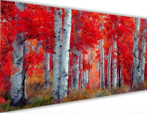 Wald Malen Nach Zahlen Erwachsene Groß 60x120cm,Malen Nach Zahlen mit Rahmen Birken,Kreativ Set für Erwachsene,DIY Handgemalt Ölgemälde Leinwand Kit mit Pinseln Acrylfarben,Home Dekor Geschenk LE-1259 von Yeogcohe