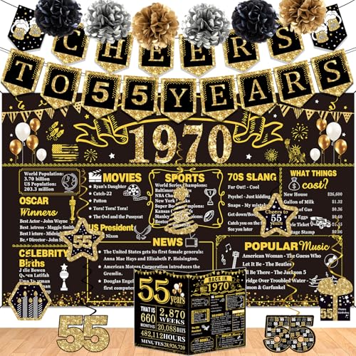 Dekoration zum 55. Geburtstag für Männer und Frauen, 16 Stück Back in 1969 Banner Dekorationen, einschließlich Vintage 1969 Banner, 1969 Jubiläumskarte, Prost bis 55 Jahre Banner, 7 hängende Wirbel, 6 Dekoration zum 55. Geburtstag für Männer und Frauen, 16 Stück Back in 1969 Banner Dekorationen, einschließlich Vintage 1969 Banner, 1969 Jubiläumskarte, Prost bis 55 Jahre Banner, 7 hängende Wirbel, 6 von YeohJoy