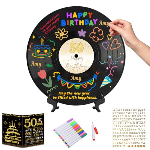 Vinyl-Schallplatten-Dekoration zum 50. Geburtstag, für Damen und Herren, 30 x 29 cm, Gästebuch-Alternativen, 50. Geburtstag, Dekoration, Geschenke für Frauen und Männer Vinyl-Schallplatten-Dekoration zum 50. Geburtstag, für Damen und Herren, 30 x 29 cm, Gästebuch-Alternativen, 50. Geburtstag, Dekoration, Geschenke für Frauen und Männer von YeohJoy