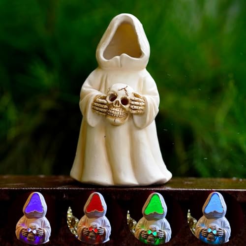 Yeomoo Halloween Geister Deko mit Farbwechsel-LED - Ghosts Figur mit Totenkopf Deko Innen - Gruselige Dekoration für Wohnzimmer,Tisch,Party, Garten Herbstdeko (Batteriebetrieben) von Yeomoo