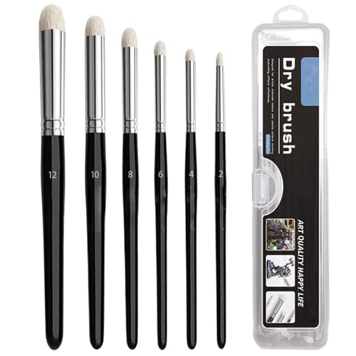 6pcs Trockenbrush -Set, tragbare professionelle Miniaturpinsel -Pinsel für Skalierungsmodell, Emaille & Fantasy -Figuren Malerei, Trockenbürste 6pcs Trockenbrush -Set, tragbare professionelle Miniaturpinsel -Pinsel für Skalierungsmodell, Emaille & Fantasy -Figuren Malerei, Trockenbürste von Yeory