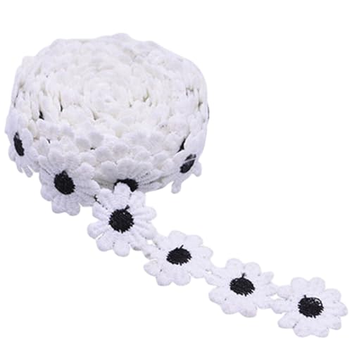 Blumenspitzenverkleidung 15 Meter 1 Zoll Elegant weiche Polyester Dekorative Daisy -Spitzenverkleidung für DIY -Nähen Bastelhochzeitskleid, Band von Yeory