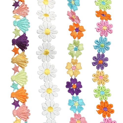Spitze Trim 4 Stück 15 Yards DIY Blume Applique Verschiedene Stil Blumen Band gestickt Näh Trim & Schmuckstücke, Spitze zum Nähen Spitze Trim 4 Stück 15 Yards DIY Blume Applique Verschiedene Stil Blumen Band gestickt Näh Trim & Schmuckstücke, Spitze zum Nähen von Yeory
