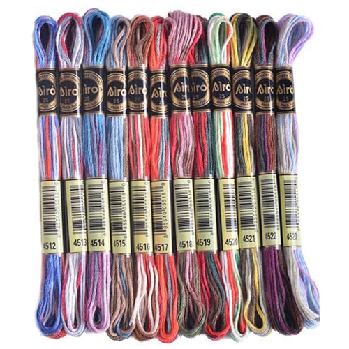 Stickgarn, 12 Stück Kreuzstichfäden, 26 Fuß bunte Stickschnur, Stickgarn für Heimwerkerarbeiten Stickgarn, 12 Stück Kreuzstichfäden, 26 Fuß bunte Stickschnur, Stickgarn für Heimwerkerarbeiten von Yeory
