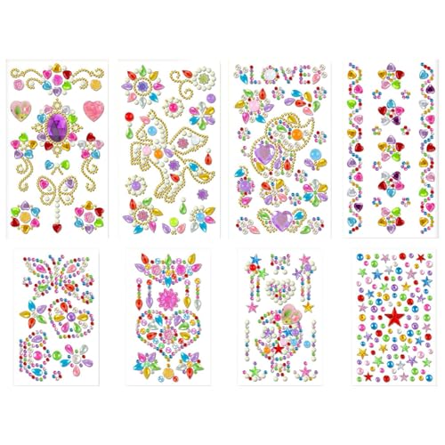 Yeory 8 Blechaufkleber für Mädchen, glänzende und Selbstklebende Acryl -Strass -Sticker, perfekt für DIY, Handwerk, für Mädchen Yeory 8 Blechaufkleber für Mädchen, glänzende und Selbstklebende Acryl -Strass -Sticker, perfekt für DIY, Handwerk, für Mädchen von Yeory