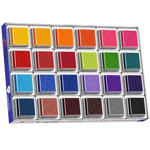 Yeory Fingerabdruckkissen, 24 Farben Bildungsstempelpolster für Kinder, Fingerdruck -Tintenkissen, lustiges Fingerfarbe, Fingerabdruck -Tintenkissen Yeory Fingerabdruckkissen, 24 Farben Bildungsstempelpolster für Kinder, Fingerdruck -Tintenkissen, lustiges Fingerfarbe, Fingerabdruck -Tintenkissen von Yeory