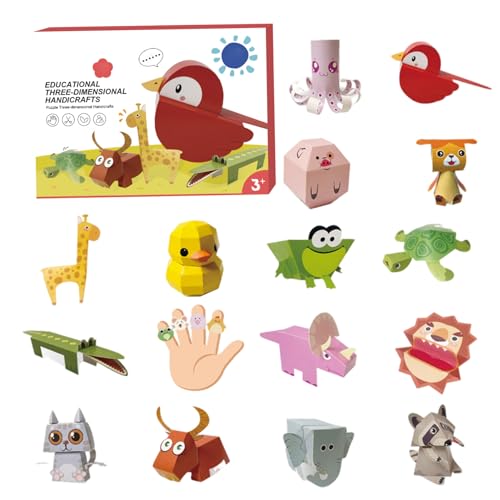 Yeory Origami-Set, 3D-DIY, buntes Faltpapier-Set mit Tiermotiven und Origami-Buch, pädagogisches Papierherstellungsset, Kunsthandwerksbedarf für Jungen und Mädchen, von Yeory