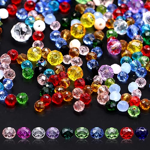 Perlen Zum Auffädeln,1000 Stück Farbe Glasperlen Zum Auffädeln,Kristall Facettierte Glasperlen,Perlen für Schmuckherstellung,Armbänder Selber Machen von Yeria