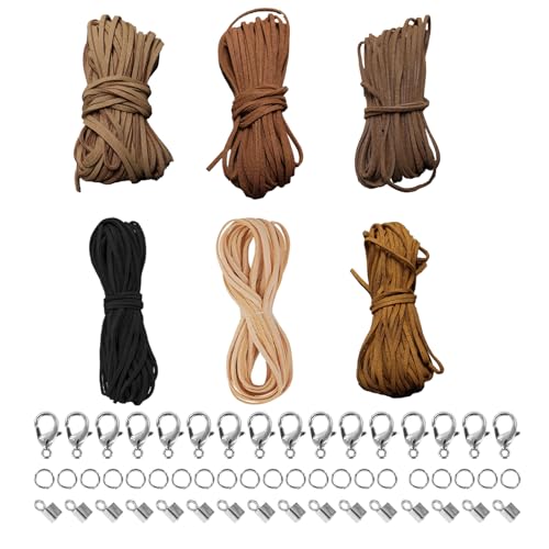 Yeria 6 Farben Lederschnur Lederband Faux Wildleder Schnur, 10m x 3mm mit 100pcs Schnurenden Lederband Leder Schnur Faux Faden, Klassik Basteln Lederschnüre für DIY Armband Halskette Schmuck Handwerk Yeria 6 Farben Lederschnur Lederband Faux Wildleder Schnur, 10m x 3mm mit 100pcs Schnurenden Lederband Leder Schnur Faux Faden, Klassik Basteln Lederschnüre für DIY Armband Halskette Schmuck Handwerk von Yeria