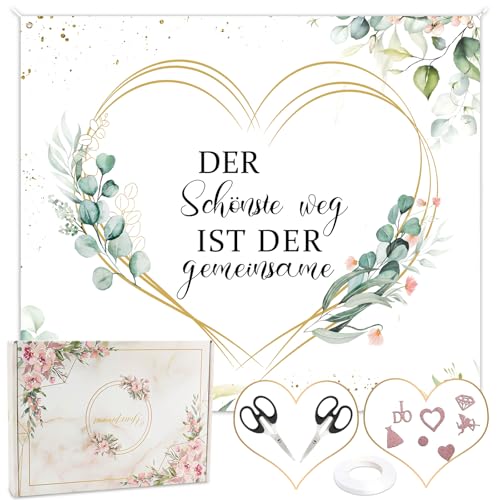 Yeria Hochzeitslaken Boho Set – Hochzeitsspiel Herz zum Ausschneiden – Inkl. 2 Scheren, 10m Seil, Konfetti & Geschenkbox – 200x180cm Laken mit Spruch für Brautpaar & Fotos Yeria Hochzeitslaken Boho Set – Hochzeitsspiel Herz zum Ausschneiden – Inkl. 2 Scheren, 10m Seil, Konfetti & Geschenkbox – 200x180cm Laken mit Spruch für Brautpaar & Fotos von Yeria