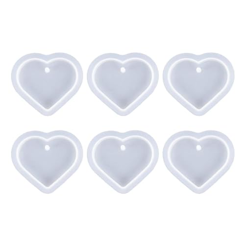 Yerozhui 6 Stück Herzform Silikonform Liebe Herz Epoxidharz Formen Herz Schlüsselanhänger und Schmuck - Hochwertige Kristall Gussformen mit Löchern von Yerozhui