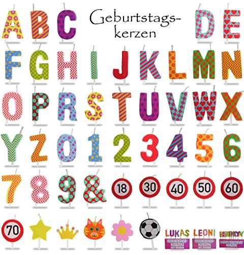 YesBox Geburtstagskerzen/Tortenkerzen: Buchstaben, Zahlen & Symbole (F) von YesBox