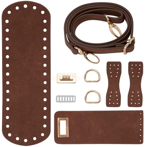 Yesaler Ledertaschen-Rucksack-Herstellungsset mit Taschenboden Schultergurt Kordelzug Schließschnalle für DIY Häkelbedarf Geldbörsen Rucksäcke (Braun) von Yesaler