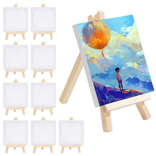 Yesaler Mini Leinwand mit Staffelei 10x10cm Keilrahmen mit Kleine Holz Staffelei für Malerei Acryl Ölgemälde Basteln 10 Stück Yesaler Mini Leinwand mit Staffelei 10x10cm Keilrahmen mit Kleine Holz Staffelei für Malerei Acryl Ölgemälde Basteln 10 Stück von Yesaler