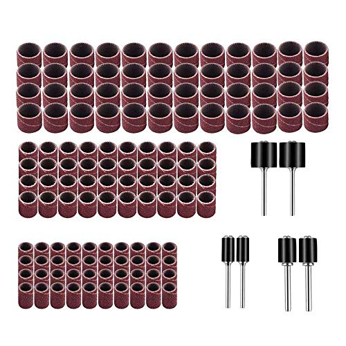 Yesallwas 126 Stück Schleifhülse Satz Einschließlich 120 Stück 120 grit teilig Schleifen Bands and 6 Stück Schleifwalze for Dremel Drehwerkzeug von Yesallwas