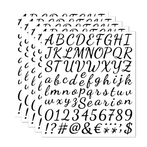 Yesallwas 5 Blätter 1in Selbstklebende Buchstaben Aufkleber Vinyl Klebebuchstaben Wetterfest Alphabet Aufkleber Selbstklebende Buchstaben Nummern Aufkleber für DIY Scrapbook Grußkarte (Schwarz) von Yesallwas