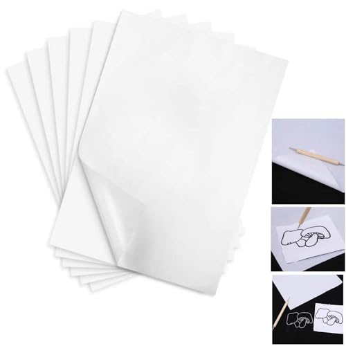 Yesallwas 50 Blatt weißes Kohle-Transferpapier, Kopierpapier, ideal für Holz/Papier/Leinwand und andere Kunstoberflächen, Transparentpapier (A4/21,5 x 29,8 cm) von Yesallwas