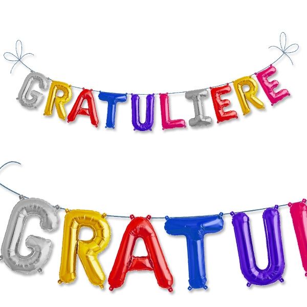 Mini Folieballons im Set, GRATULIERE als Buchstaben-Ballons in Bunt, 41cm Mini Folieballons im Set, GRATULIERE als Buchstaben-Ballons in Bunt, 41cm von Yesbox GmbH