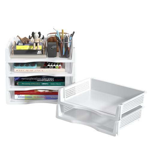 Yesdate Büro-Papier-Organizer-Tabletts mit 6 Ebenen, stapelbare Schreibtischablage für Briefdokumente, Weiß Yesdate Büro-Papier-Organizer-Tabletts mit 6 Ebenen, stapelbare Schreibtischablage für Briefdokumente, Weiß von Yesdate