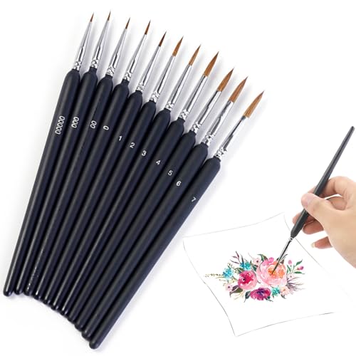 Feine Pinsel Set, 10 Stück Acrylfarben,Kleine Künstlerpinsel Malen,Aquarell Acryl Pinsel Malen,Dünne Malen Nach Zahlen Pinsel für Acrylfarben, Nagelkunst, Aquarell, Öl, Miniaturen von Yesimola