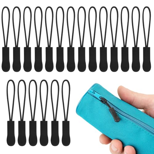 Yesimola 20 Stück Reißverschluss Anhänger, Reißverschluss Anhänger zum Einfädeln,Reißverschluss Zughilfe,für Jacken, Rucksäcke, Reisen Cases, Zelte, Trolley Cases(Schwarz) von Yesimola