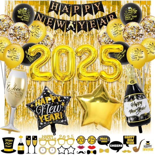 2025 Party Dekoration Set Silvesterparty, Luftballons Silvester Deko 2025 Set, Silvester Luftballon Dekoration, Silvester 2025 Dekoration Set, Deko Silvester Ballons, für Neujahr Silvester Party von Yesmoyhe
