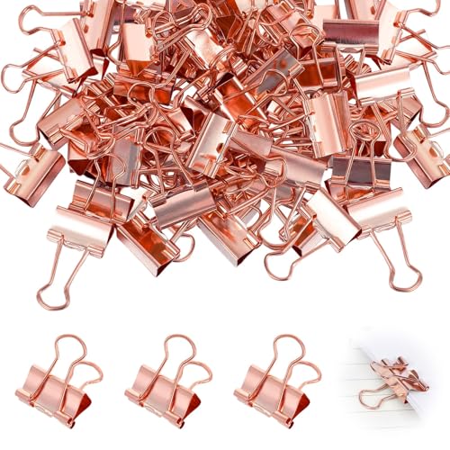 80 Stück Foldback Klammern Metall Binder Clips, Foldback Klammern 19mm (0.75 Inch) Vielzweckklammern stabile und wiederverwendbare für Büro Schule Papierklammern Dokumente (Roségold) von Yestree