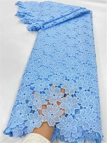 4,57 m orangefarbener Guisolid-Spitzenstoff, afrikanische Kordel, Spitzenstoff, nigerianisches wasserlösliches Material mit Paillettenkleid von Yeuyyben