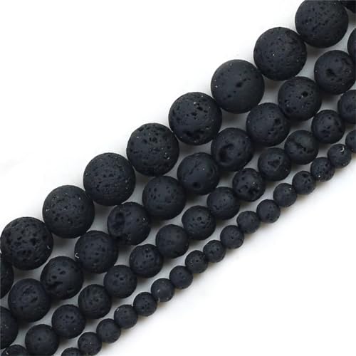 4/6/8/10 mm natürliche schwarze Lava-Hämatit-Stein-Perlen, runde lose Perlen für Schmuckherstellung, DIY-Armbänder von Yeuyyben