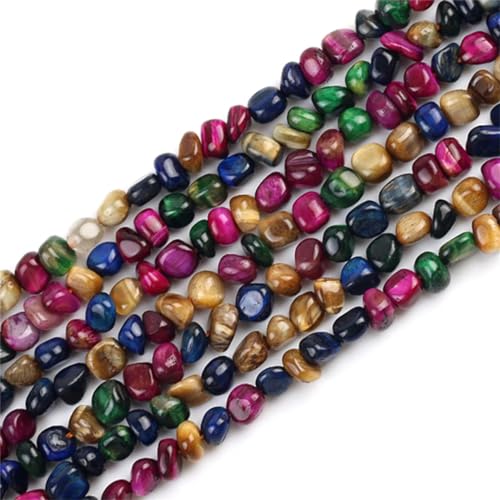 Armband aus Naturstein, bunt, Tigerauge, Perlen, unregelmäßige Perlen, Armband für Schmuckherstellung, DIY-Halskette von Yeuyyben