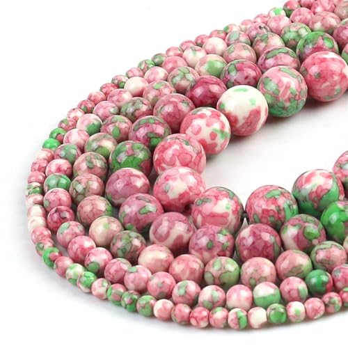Bunte Jaspis, runde Perlen, natürliche lose Steinperlen für DIY-Schmuckherstellung, 4/6/8/10/12 mm, Armband, 38,1 cm von Yeuyyben