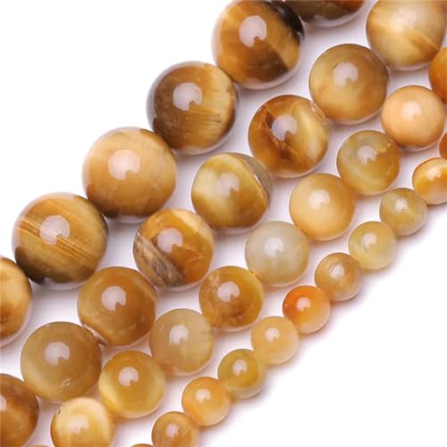Glatte Tigerauge, Naturstein, runde lose Perlen für Schmuckherstellung, DIY-Armband, Zubehör, 4, 6, 8, 10, 12 mm von Yeuyyben
