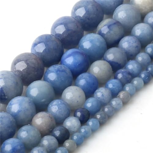 Natürliche blaue Aventurin-Dumortierit-Steinperlen für Schmuckherstellung, DIY-Armbänder, Zubehör, 4, 6, 8, 10, 12 mm von Yeuyyben