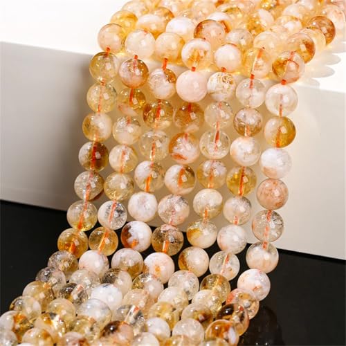 Naturstein, goldene Quarz-Kristallperlen, rund, lose Abstandshalter, Edelstein-Perle für Schmuckherstellung, DIY, Halskette, Armband, Zubehör Naturstein, goldene Quarz-Kristallperlen, rund, lose Abstandshalter, Edelstein-Perle für Schmuckherstellung, DIY, Halskette, Armband, Zubehör von Yeuyyben